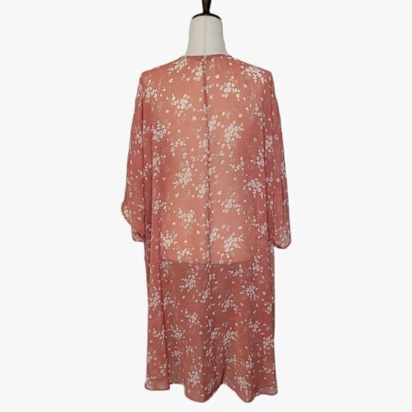 American Eagle Outfitters Burnt Orange Floral Sheer Boho Kimono One Size - Picture 3 of 6